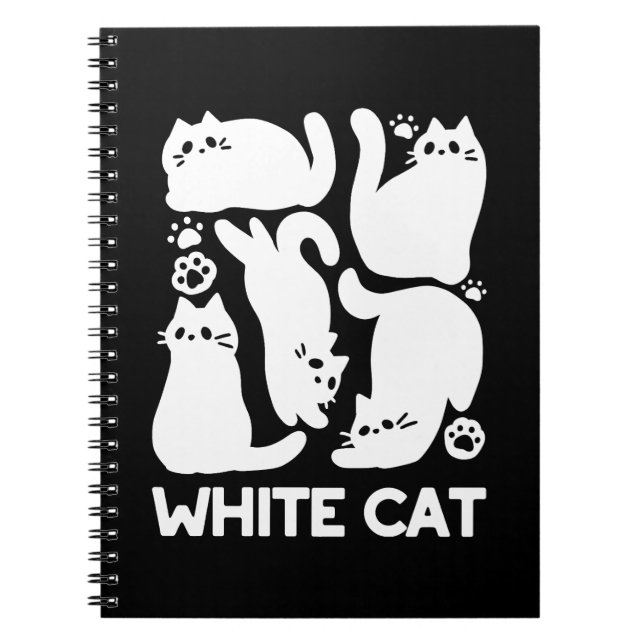 Carnet Silhouettes de chaton blanc - Design Feline mignon (Devant)