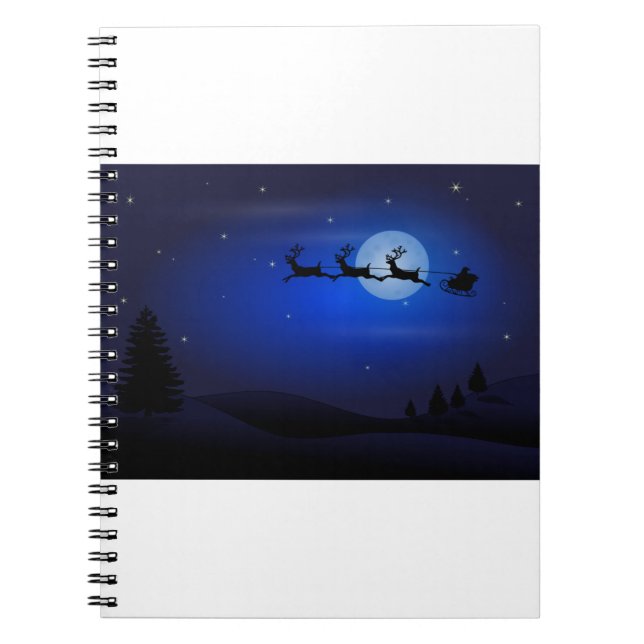 Carnet Silhouettes de lune Santa Claus Reindeers Père Noë (Devant)
