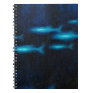 Carnet Silhouettes translucides bleues de poissons