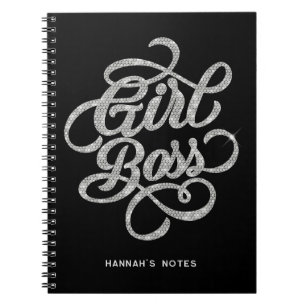 Carnet Silver Diamond Glam Girl Boss Typographie noir