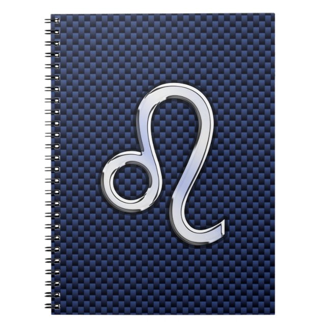 Carnet Silver Leo Zodiac symbole de la marine carbon Fibe (Devant)