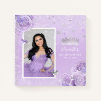 Silver Light Violet Rose Elegant Quinceanera Invit