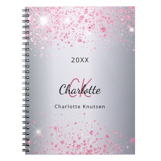 Carnet Silver pink glitter (Devant)
