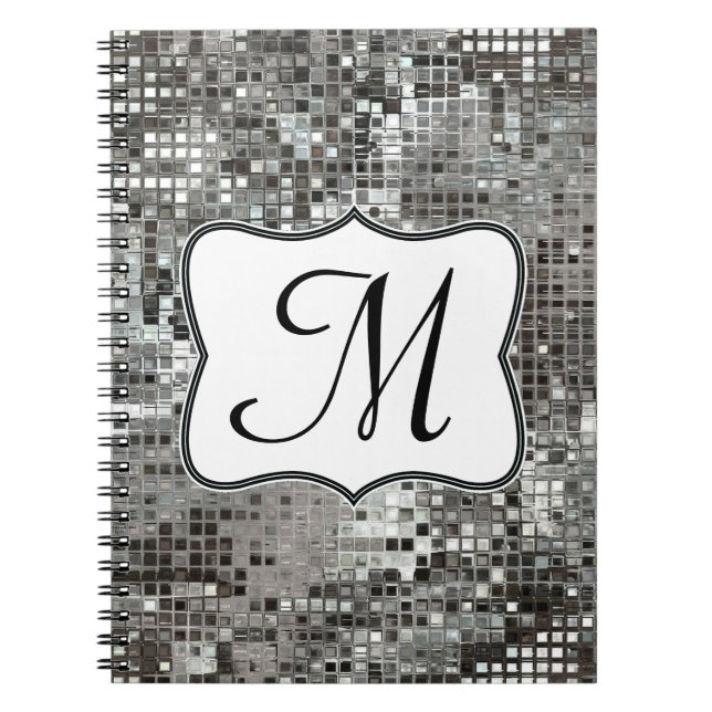 Carnet Silver Sequin Dazzle Monogramme Note initiale (Devant)
