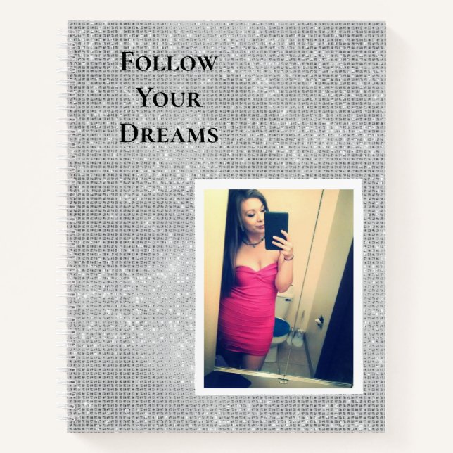 Carnet Silver Sparkez Votre Photo Citation Personnalisée (Devant)