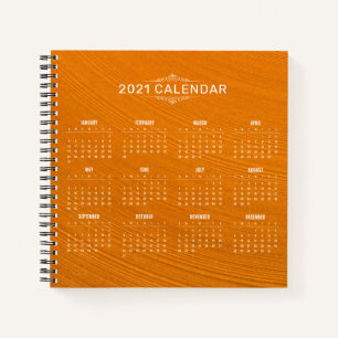 Carnet Simple 2021 Calendrier Arrière - plan bois   CARNE