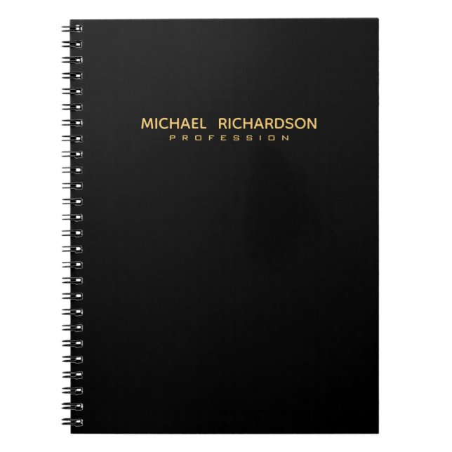 Carnet Simple Black Gold Named Business (Devant)