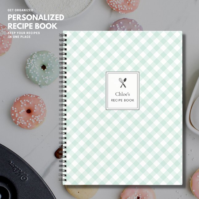 Carnet Simple Classique Joli Sage Vert En vichy Recette (Créateur téléchargé)