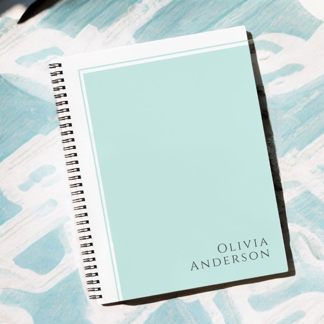 Carnet Simple Élégant Minimaliste Bloc de Couleur Aqua (Créateur téléchargé)