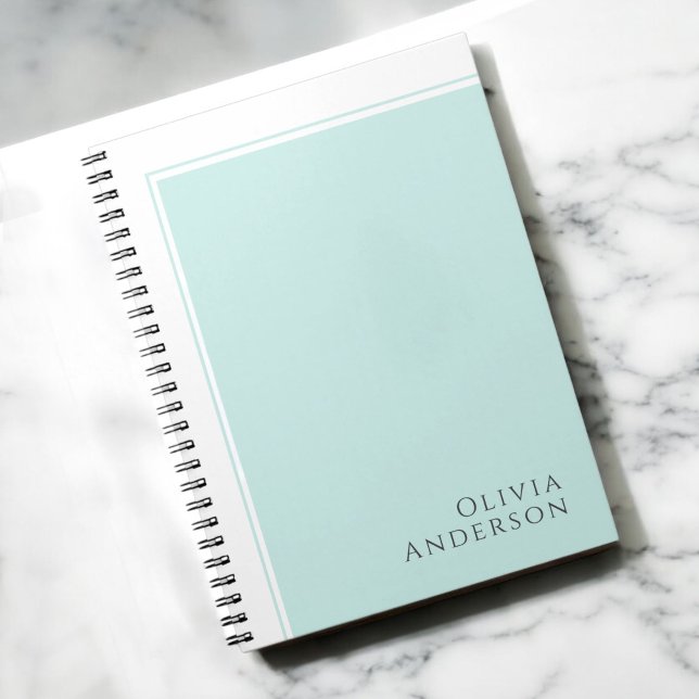 Carnet Simple Élégant Minimaliste Bloc de Couleur Aqua (Créateur téléchargé)