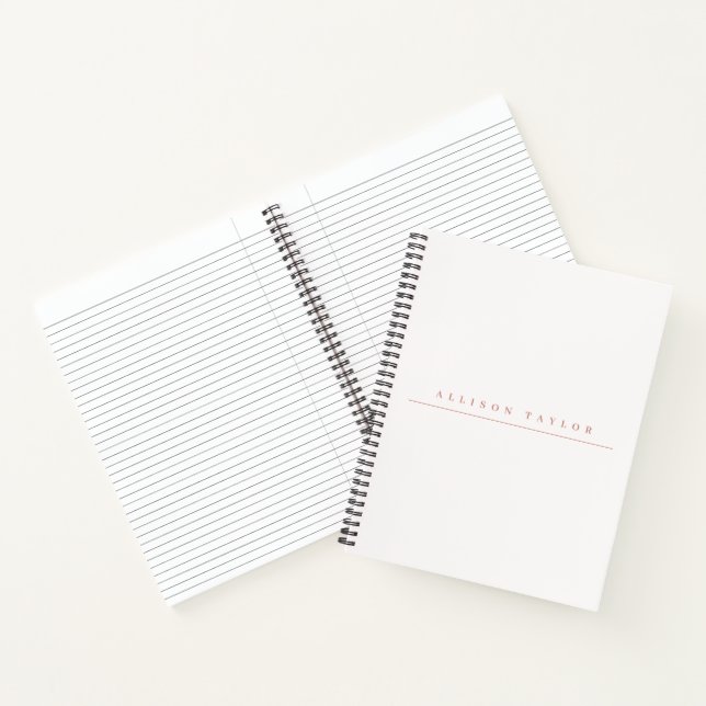 Carnet Simple élégante Rose clair Nom personnalisé Blanc (Intérieur)