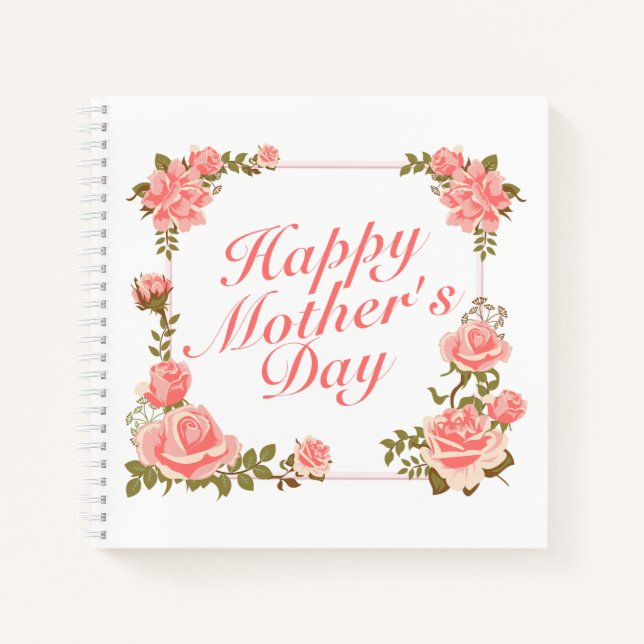Carnet Simple Happy Mother's Day Floral Frame Notebook (Devant)