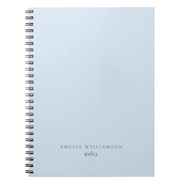 Carnet Simple Minimalist Soft Blue Personalized Name (Devant)