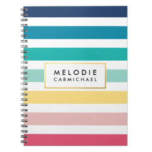Carnet SIMPLE moderne mignon preppy motif pastel strié
