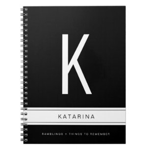 Carnet Simple moderne tendance fun noir monogramme person