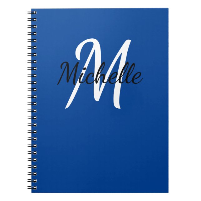 Carnet Simple Monogramme Bleu Foncé (Devant)