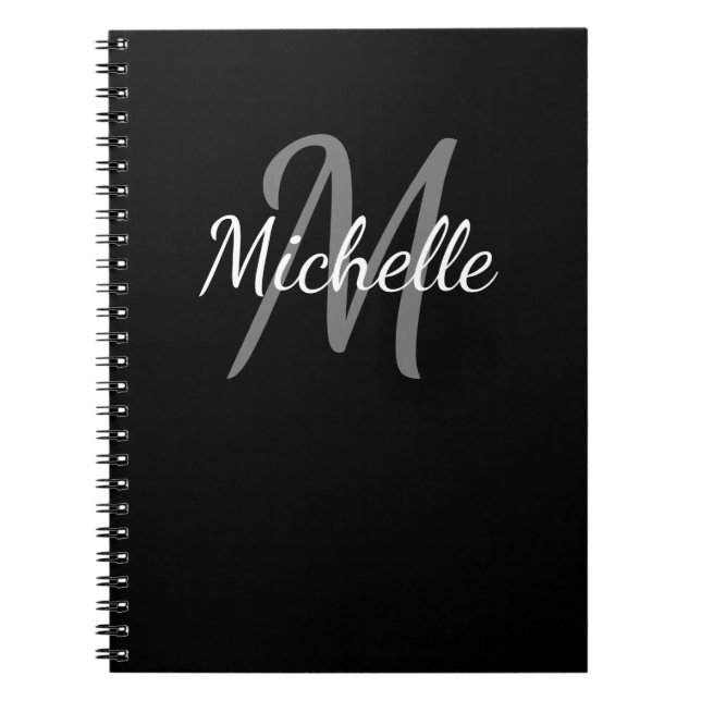 Carnet Simple monogramme noir et blanc (Devant)