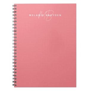 Carnet Simple Pastel Rose Minimaliste Deux Monogrammes No