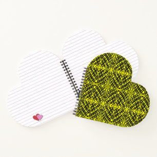 Carnet Simple Scribble Carreaux miroir jaune Coeur