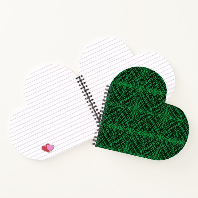 Carnet Simple Scribble | Carreaux miroir | Vert | Coeur (Intérieur)