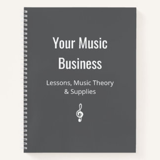 Carnet Simple Treble Clef Music Business Classic Grey