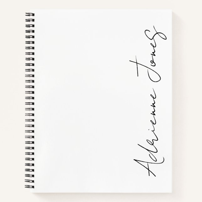 Carnet Simplement votre nom blanc et noir (Devant)
