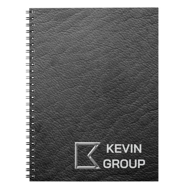 Carnet Simulated Black Leather Business Logo (Devant)