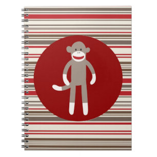 Carnet Singe de soc mignon sur Red Circle Rouge Brown ray