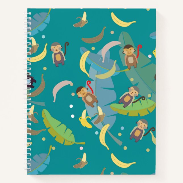 Carnet Singe mignon et bananes dans l'arbre motif (Devant)