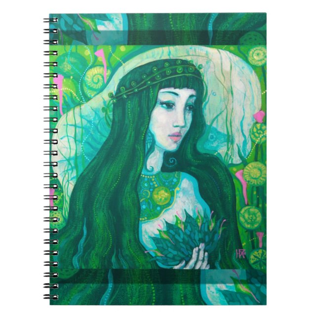 Carnet Sirène à cheveux vert sous l'Imaginaire sous-marin (Devant)