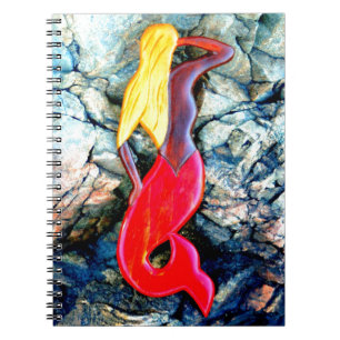 Carnet sirène blonde en rouge