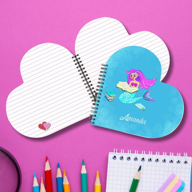 Carnet Sirène Brillante Avec Lunettes Nom Lecture (Créateur téléchargé)