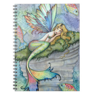 Carnet Sirène Colorée et Poisson Carpe Fantastique Art