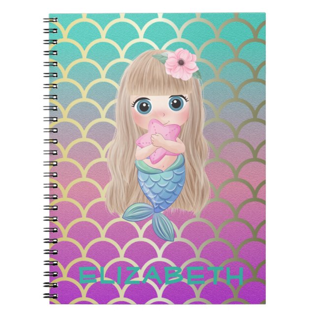 Carnet Sirène De Bébé Sur Les Échelles De Queue De Sirène (Devant)