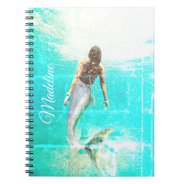 Carnet Sirène Été Bleu Océan Moderne Chic (Devant)
