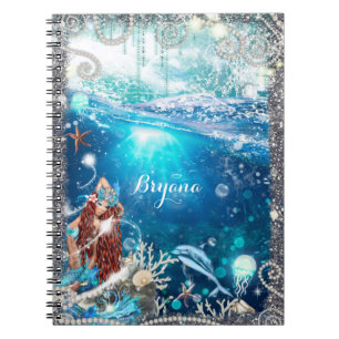 Carnet Sirène Fantaisie Plage Enchantée Tête Rouge