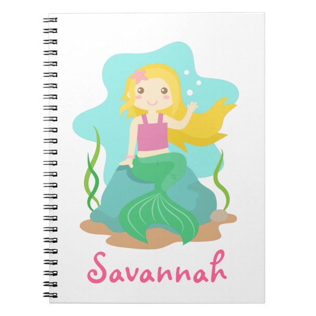 Carnet Sirène mignonne et belle, pour des filles (Devant)