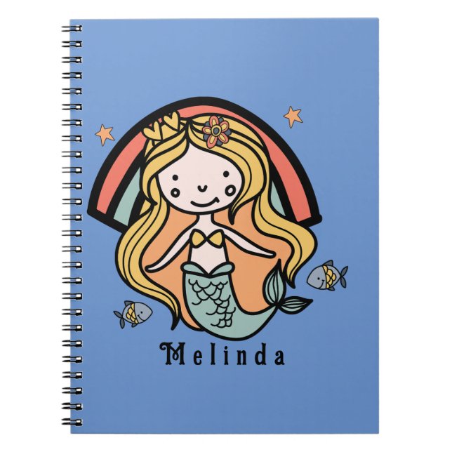 Carnet Sirène mignonne scandinave fille personnalisée (Devant)