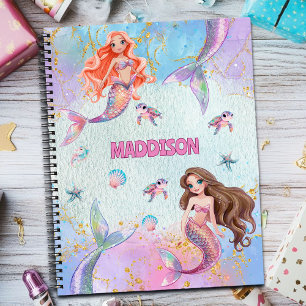 Carnet Sirènes Paillettes Rose Violet Ajouter Nom