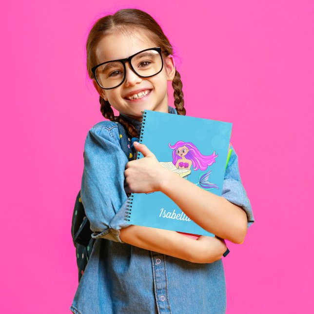 Carnet Sirenette Brillante Avec Lunettes Nom Lu (Watch your child's imagination swim with our Mermaid Notebook. )