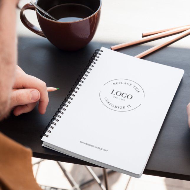 Carnet Site Web Professionnel de gros logo personnalisé (Customizable notebook with business logo and website for client gifts.)