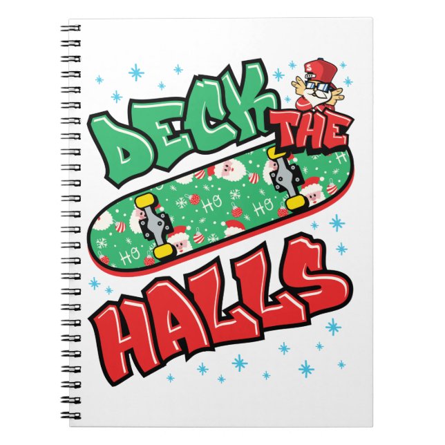 Carnet Skateboard Noël Skateboard Deck the Halls (Devant)