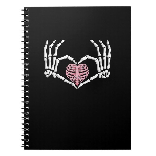 Carnet Skeleton Coeur main drôle Halloween Femmes Hommes (Devant)