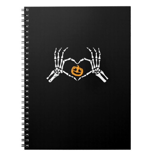 Carnet Skeleton Coeur main Halloween Costume Citrouille (Devant)