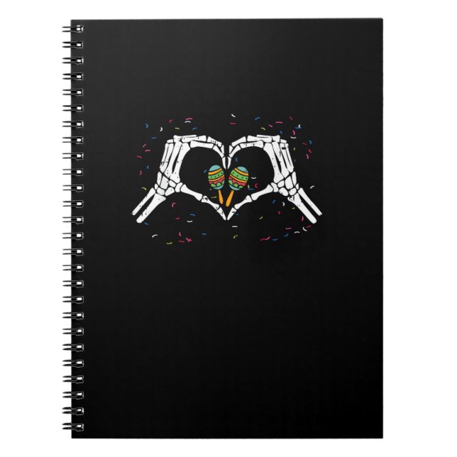 Carnet Skeleton Coeur main Maracas Cinco De Mayo Mexicain (Devant)