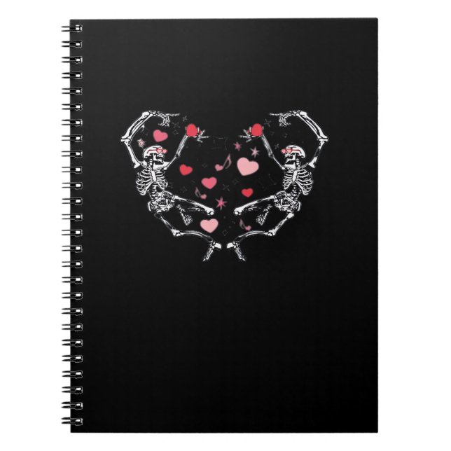 Carnet Skeleton Danser Coeur Saint Valentin Cadeau Crâne (Devant)