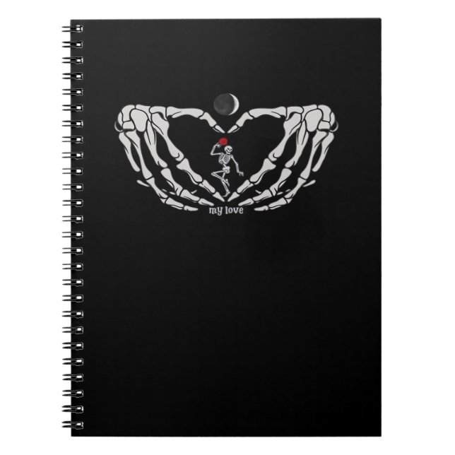 Carnet Skeleton Femme Avec Rouge Dans Le Coeur Fait De Ma (Devant)