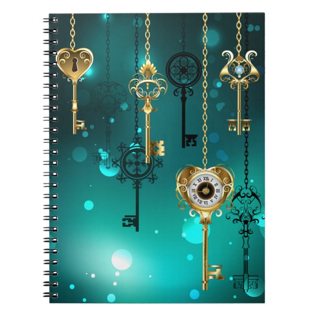 Carnet Skeleton Keys on Green Background (Devant)