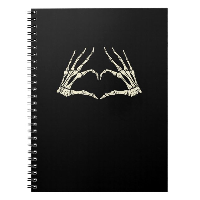 Carnet Skeleton Mains Coeur drôle Halloween Hommes Femmes (Devant)