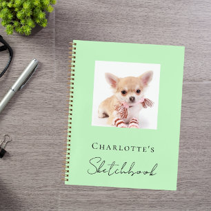 Carnet Sketchbook chien animal photo menthe vert